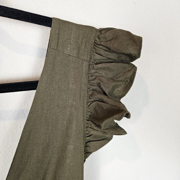 Happy X Nature Jumpsuit Jumper Green Romper Cottage Boho Ruffle Bow Womens 14 XL - Picture 10 of 16